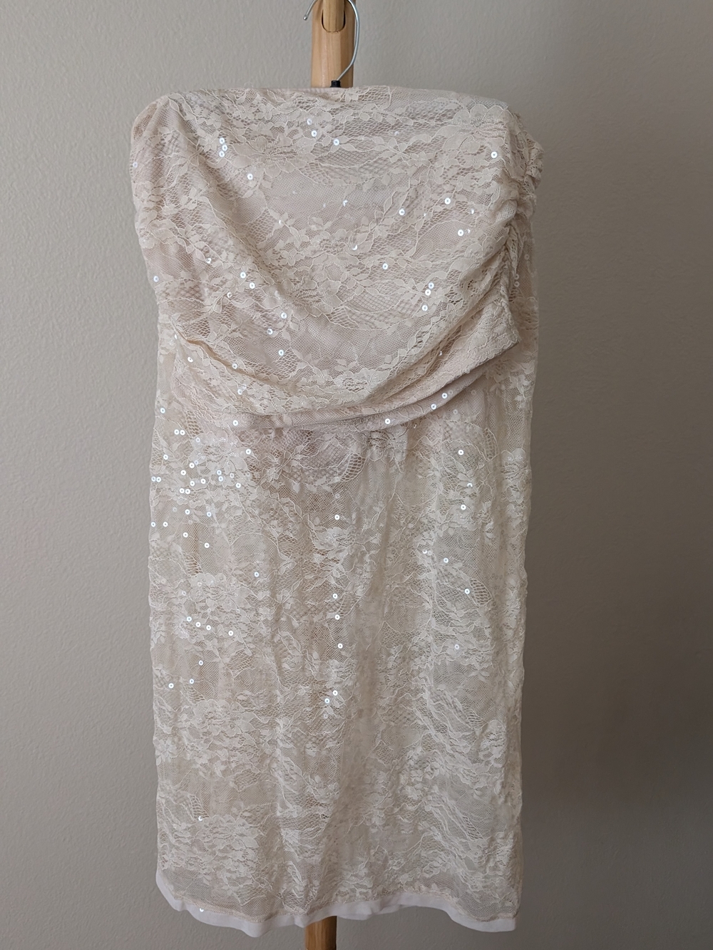 Wild Fable Strapless Top And Skirt Lace Sequin - Cream